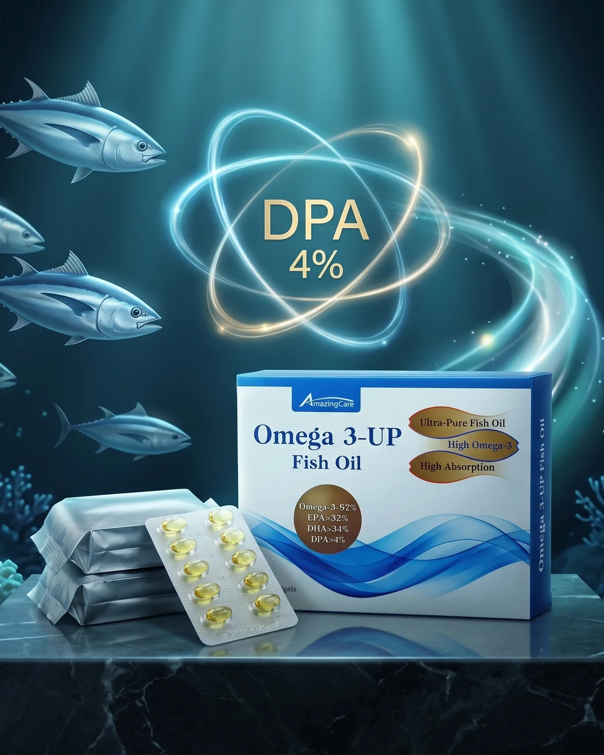 極效魚油UP-DPA 4% 高純度 rTG 魚油