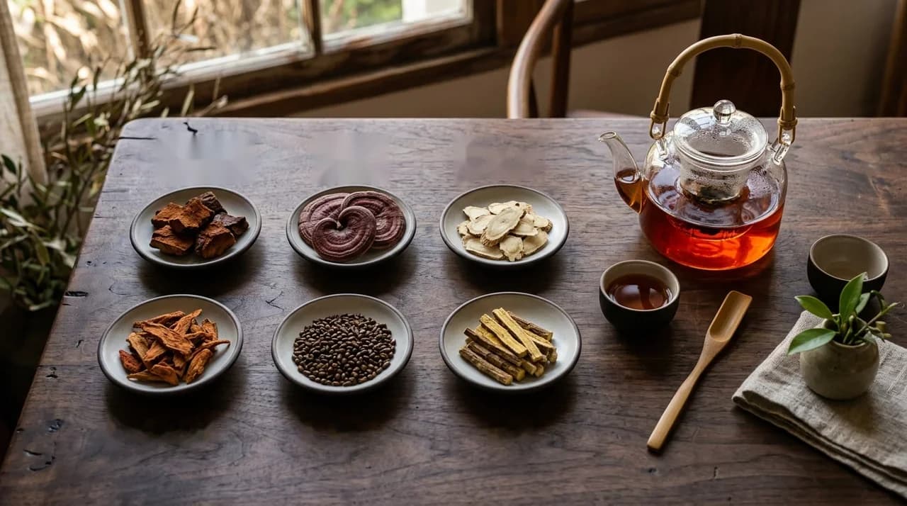 八味漢方名貴原料與琥珀茶湯